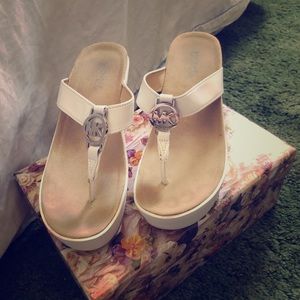 White Michael Korda Platform Sandals Size 7